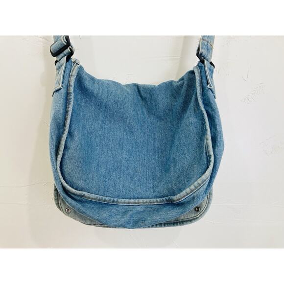 Vintage Blue Jean Embossed Denim Messenger Shoulder Bag Kokopelli Lizard Native - Picture 8 of 15